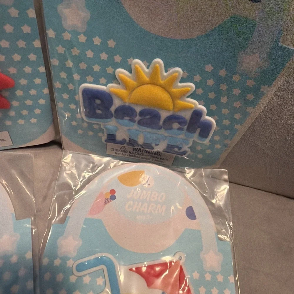 4 Jumbo Charms for Bogg Tote Bags - Sandal, Sun, Drink & Beach Life Set of 4